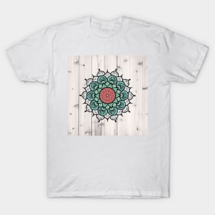 Southwestern Bohemian Boho Chic Mandala Pattern Pink Mint Green Cactus Succulent T-Shirt